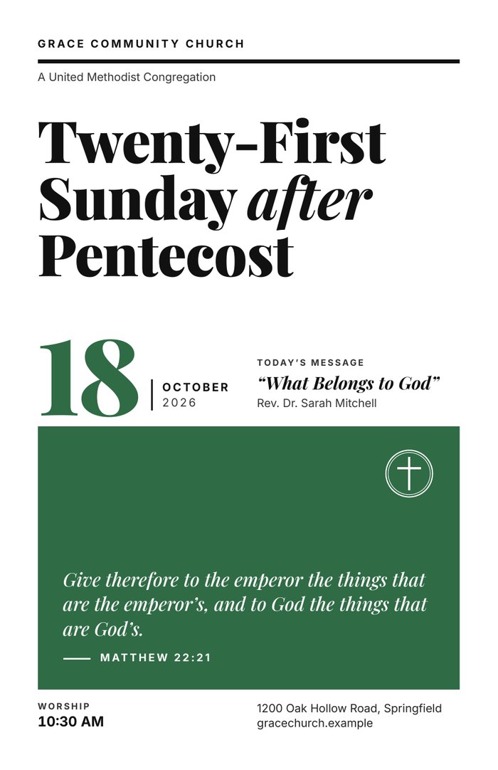 A bulletin cover in the Bold design.