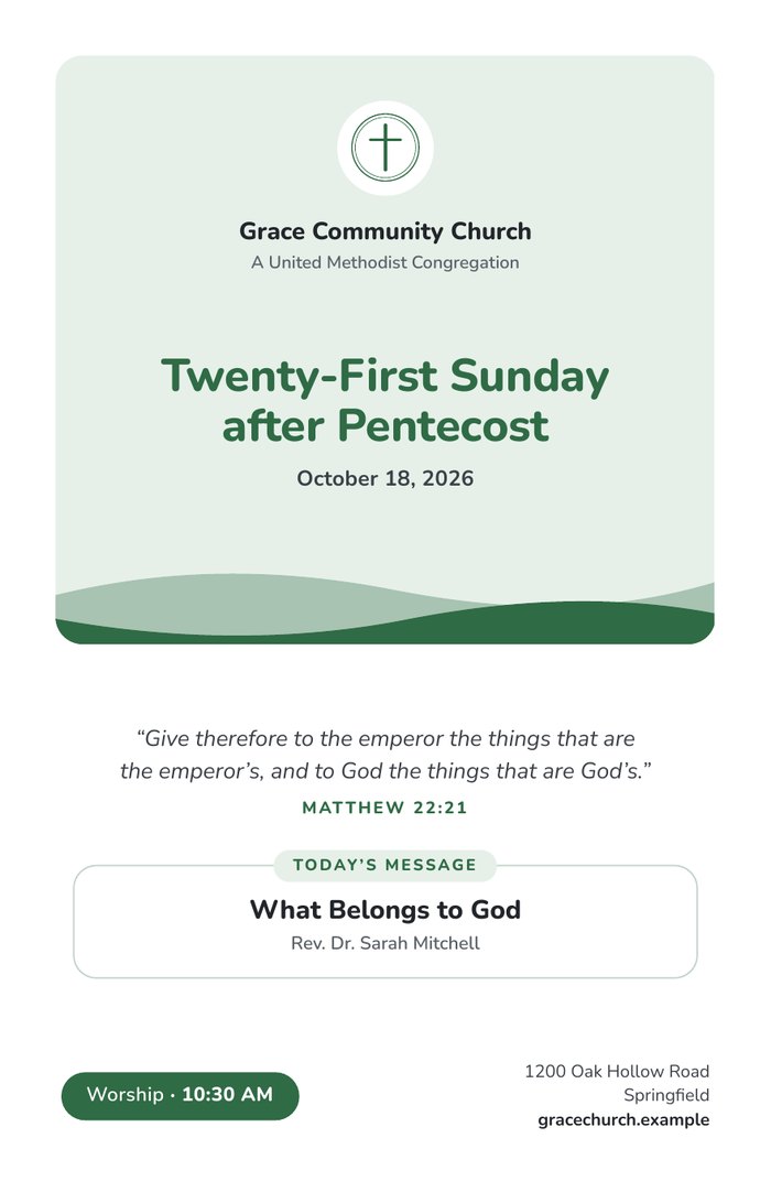 A bulletin cover in the Fellowship design.